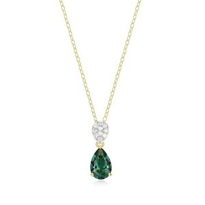 Aufbh fB[X ANZT[ lbNXE`[J[Ey_ggbv [X Unbranded 18k Gold Over Sterling Silver Birthstone & 1/10 Carat.W. Lab-Creatediamond Teardropendant Necklace Synth Green Quar