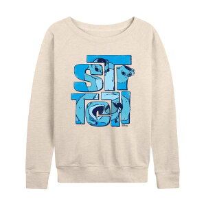 �f�B�Y�j�[ ���f�B�[�X �g�b�v�X T�V���c �p�C�� Disney's Lilo & Stitch Women'stitch French Terry Long Sleeve Tee Beige �x�[�W��