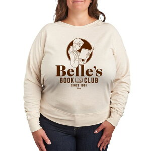 �f�B�Y�j�[ ���f�B�[�X �g�b�v�X T�V���c �v���X�T�C�Y �p�C�� Disney's Beauty and the Beast Plusize Belle's Book Club French Terry Long Sleeve Tee Beige �x�[�W��