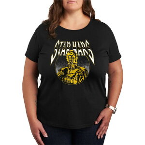 �X�^�[ �E�H�[�Y ���f�B�[�X �g�b�v�X T�V���c �v���X�T�C�Y �O���t�B�b�N Plusize Star Wars C-3PO Metal Graphic Tee Black �u���b�N