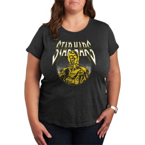 �X�^�[ �E�H�[�Y ���f�B�[�X �g�b�v�X T�V���c �v���X�T�C�Y �O���t�B�b�N Plusize Star Wars C-3PO Metal Graphic Tee Heather Charcoal �`���R�[��