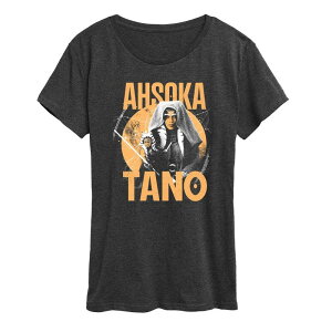 �X�^�[ �E�H�[�Y ���f�B�[�X �g�b�v�X T�V���c �O���t�B�b�N Women'star Wars Ahsoka Tano Star Map Graphic Tee Heather Charcoal �`���R�[��