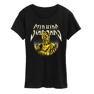�X�^�[ �E�H�[�Y ���f�B�[�X �g�b�v�X T�V���c �O���t�B�b�N Women'star Wars C-3PO Metal Graphic Tee Black �u���b�N
