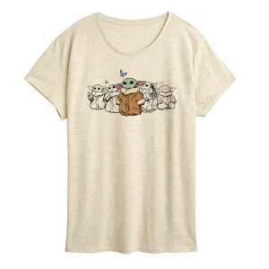 �X�^�[ �E�H�[�Y ���f�B�[�X �g�b�v�X T�V���c �O���t�B�b�N Women'star Wars The Mandalorian Grogu Poses Graphic Tee Beige �x�[�W��