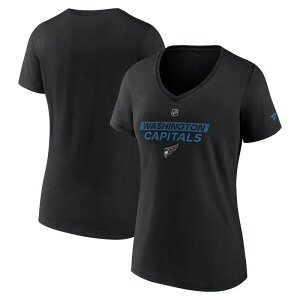 �t�@�i�e�B�N�X ���f�B�[�X �g�b�v�X T�V���c V�l�b�N �L���b�v ���S Women's Fanatics Black Washington Capitals Authentic Pro Alt Logo V-Neck T-Shirt Cap Black �u���b�N