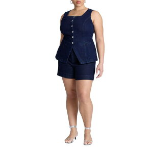 �G���N�C ���f�B�[�X �{�g���X �n�[�t�p���c�E�V���[�c �v���X�T�C�Y �f�j�� ELOQUII Women's Plusize Trouser Denim Short Dark Wash Denim �f�j��