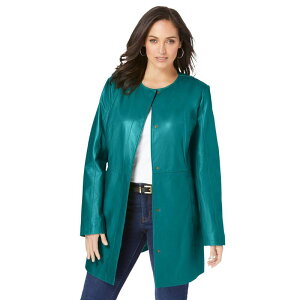 yz WFVJh fB[X WPbgEu] AE^[ Jessica London Women's Plus Size Leather Blazer Tropical Teal