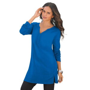 ���A�}���Y ���f�B�[�X �g�b�v�X T�V���c �v���X�T�C�Y Roaman's Women's Plusize Y Neck Ultimate Tunic Vivid Blue �u���[