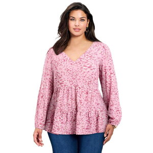 �A�x�j���[ ���f�B�[�X �g�b�v�X T�V���c �v���X�T�C�Y Avenue Women's Plusize Remi Tunic Pink Swirl �s���N