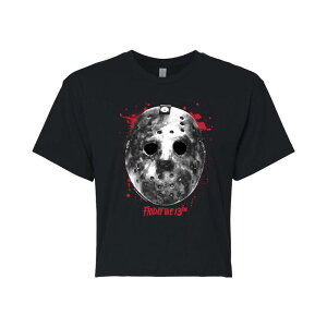 �A�j���L�����N�^�[ ���f�B�[�X �g�b�v�X T�V���c �N���b�v�h Licensed Character Juniors' Friday The 13th Jason Mask Cropped Tee Black �u���b�N