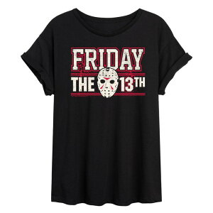 �A�j���L�����N�^�[ ���f�B�[�X �g�b�v�X T�V���c Licensed Character Juniors' Friday The 13th Oversized Tee Black �u���b�N
