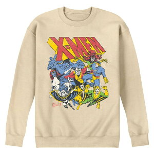 yz }[x Y TVc gbvX Men's Marvel X-Men Group Retro Crew Fleece Sweatshirt Cream