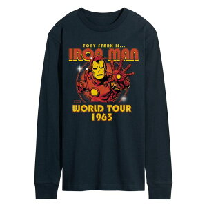 �}�[�x�� �����Y �g�b�v�X T�V���c ���B���e�[�W �O���t�B�b�N Men's Marvel Iron Man World Tour 1963 Vintage Long Sleeve Graphic Tee Navy �l�C�r�[