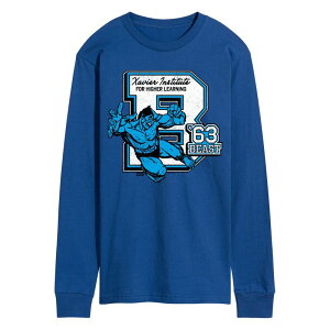 yz }[x Y TVc gbvX Men's Marvel X-Men Beast '63 Collegiate Long Sleeve Graphic Tee Blue