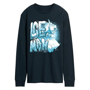 yz }[x Y TVc gbvX Men's Marvel X-Men Iceman Portrait Long Sleeve Graphic Tee Navy