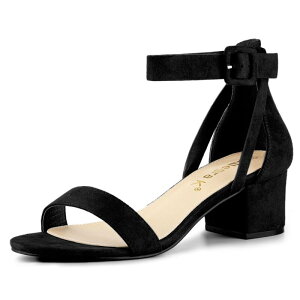 �A���O�� �P�[ ���f�B�[�X �V���[�Y �p���v�X �T���_�� �A���N�� �q�[�� ALLEGRA K Women's Ankle Strap Block Low Heel Sandals with Open Toe and Adjustable Buckle Black �u���b�N