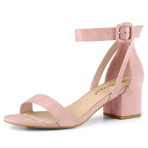 �A���O�� �P�[ ���f�B�[�X �V���[�Y �p���v�X �T���_�� �A���N�� �q�[�� ALLEGRA K Women's Ankle Strap Block Low Heel Sandals with Open Toe and Adjustable Buckle Light Pink �s���N
