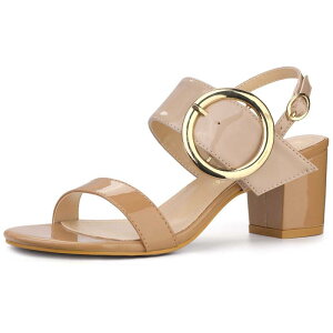 【送料無料】 アレグラ ケー レディース パンプス シューズ Women's Slingback Block High Heel Sandals Brown Beige