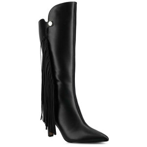 W[j[ fB[X V[Y u[cECu[c Journee Dolly Women's Comfort Knee-High Pointed Toe Tassel Stiletto Boots Black ubN