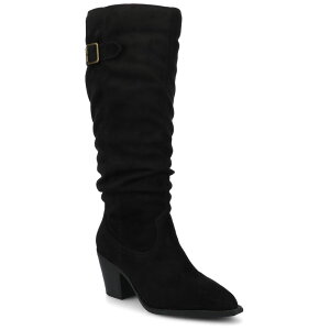 W[j[ fB[X V[Y u[cECu[c Journee Kaleah Women's Comfort Slouchy Knee-High Pointed Toe Buckle Detail Boots Black ubN