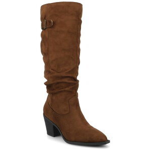 W[j[ fB[X V[Y u[cECu[c Journee Kaleah Women's Comfort Slouchy Knee-High Pointed Toe Buckle Detail Boots Brown uE