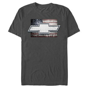 �A�j���L�����N�^�[ �����Y �g�b�v�X T�V���c �O���t�B�b�N Licensed Character Men's Chevrolet Symbol American Flag Backdrop Graphic Tee Charcoal �`���R�[��