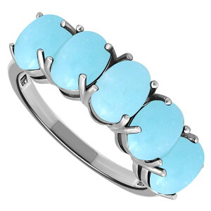 Aleure Precioso ���f�B�[�X �A�N�Z�T���[ �����O Aleure Precioso Sterling Silver 5-Stone Prong-Set Oval Cabochon Ring Amazonite �X�g�[��