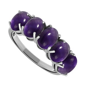 Aleure Precioso ���f�B�[�X �A�N�Z�T���[ �����O Aleure Precioso Sterling Silver 5-Stone Prong-Set Oval Cabochon Ring Amethyst �X�g�[��