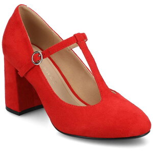 W[j[ fB[X V[Y pvX q[ Journee Talani Women'stacked Heel Almond Toe Comfort Dress Pumps Red bh
