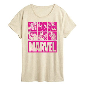 �}�[�x�� ���f�B�[�X �g�b�v�X T�V���c �O���t�B�b�N Women's Marvel Group Squares Graphic Tee Beige �x�[�W��