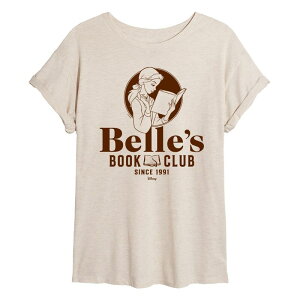 �f�B�Y�j�[ ���f�B�[�X �g�b�v�X T�V���c Disney's Beauty and the Beast Juniors' Belle's Book Club Oversized Tee Beige �x�[�W��
