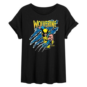 }[x fB[X gbvX TVc Juniors' Marvel X-Men Wolverine Claw Tear Oversized Tee Black ubN