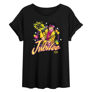 �}�[�x�� ���f�B�[�X �g�b�v�X T�V���c ���S Juniors' Marvel X-Men Jubilee Logoversized Tee Black �u���b�N