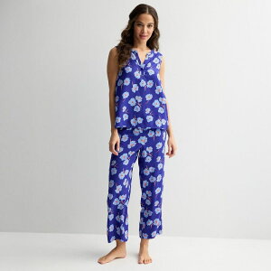 �h���C�p�[�W�F�[���X ���f�B�[�X �A���_�[�E�F�A �i�C�g�E�F�A �p���c �N���b�v�h Women's Draper James 2-Piece Pajama Tank & Cropped Pajama Pantsleep Set Blue Floating Floral �u���[