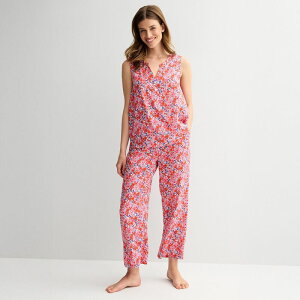 �h���C�p�[�W�F�[���X ���f�B�[�X �A���_�[�E�F�A �i�C�g�E�F�A �p���c �N���b�v�h Women's Draper James 2-Piece Pajama Tank & Cropped Pajama Pantsleep Set Meadow Flower