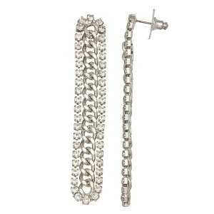 yz FEH fB[X sAXECO ANZT[ Simply Vera Vera Wang Silver Tone Simulated Stone Curb Chain Linear Earrings Clear