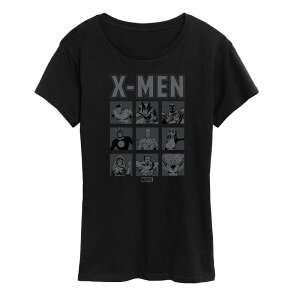 �}�[�x�� ���f�B�[�X �g�b�v�X T�V���c �O���t�B�b�N Women's Marvel X-Men Group Squares Graphic Tee Black �u���b�N