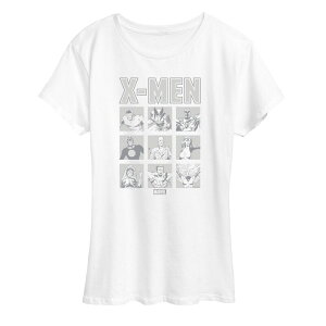 yz }[x fB[X TVc gbvX Women's Marvel X-Men Group Squares Graphic Tee White