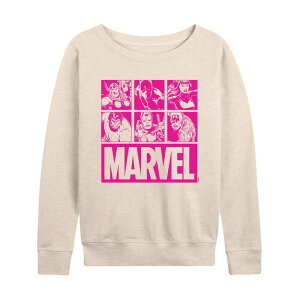�A�j���L�����N�^�[ ���f�B�[�X �g�b�v�X T�V���c �p�C�� Licensed Character Women's Marvel Group Squares French Terry Long Sleeve Tee Beige �x�[�W��
