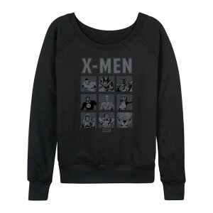 �A�j���L�����N�^�[ ���f�B�[�X �g�b�v�X T�V���c �p�C�� Licensed Character Women's Marvel X-Men Group Squares French Terry Long Sleeve Tee Black �u���b�N