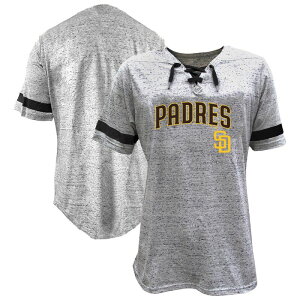 �v���t�@�C�� ���f�B�[�X �g�b�v�X T�V���c ���[�X Women's Profile Heather Gray San Diego Padres Lace-Up Fleck T-Shirt Pad Grey �O���[