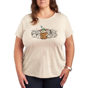 �X�^�[ �E�H�[�Y ���f�B�[�X �g�b�v�X T�V���c �v���X�T�C�Y �O���t�B�b�N Plusize Star Wars The Mandalorian Grogu Poses Graphic Tee Beige �x�[�W��