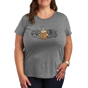 �X�^�[ �E�H�[�Y ���f�B�[�X �g�b�v�X T�V���c �v���X�T�C�Y �O���t�B�b�N Plusize Star Wars The Mandalorian Grogu Poses Graphic Tee Heather Gray �O���[
