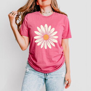 Simply Sage Market ���f�B�[�X �g�b�v�X T�V���c Simply Sage Market White Daisy Short Sleeve Tee Raspberry �z���C�g