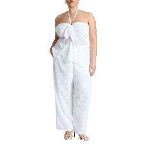 �G���N�C ���f�B�[�X �{�g���X �J�W���A���p���c �v���X�T�C�Y ELOQUII Women's Plusize Textured Jacquard Pants Jet Stream