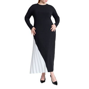 �G���N�C ���f�B�[�X �g�b�v�X �����s�[�X �v���X�T�C�Y �}�L�V ELOQUII Women's Plusize Maxi Dress With Pleat Black Onyx �u���b�N