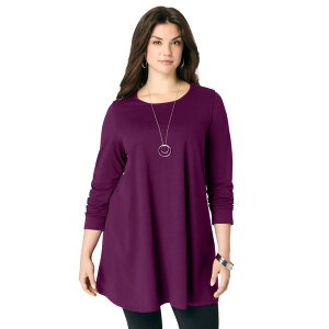 ���A�}���Y ���f�B�[�X �g�b�v�X T�V���c �N���[�l�b�N �v���X�T�C�Y Roaman's Women's Plusize Ultimate Long Sleeve Crew Neck Tunic Dark Berry