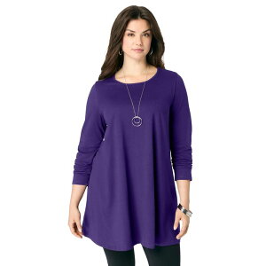 ���A�}���Y ���f�B�[�X �g�b�v�X T�V���c �N���[�l�b�N �v���X�T�C�Y Roaman's Women's Plusize Ultimate Long Sleeve Crew Neck Tunic Midnight Violet �o�C�I���b�g
