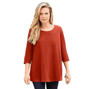 ���A�}���Y ���f�B�[�X �g�b�v�X T�V���c �v���X�T�C�Y Roaman's Women's Plusize Ultimate Three Quarter Sleeve Swing Tee Coppered ���b�h