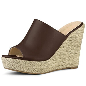 yz AO P[ fB[X T_ V[Y Women's Slip on Platform Sandals Espadrilles Wedges Slides Mules Coffee